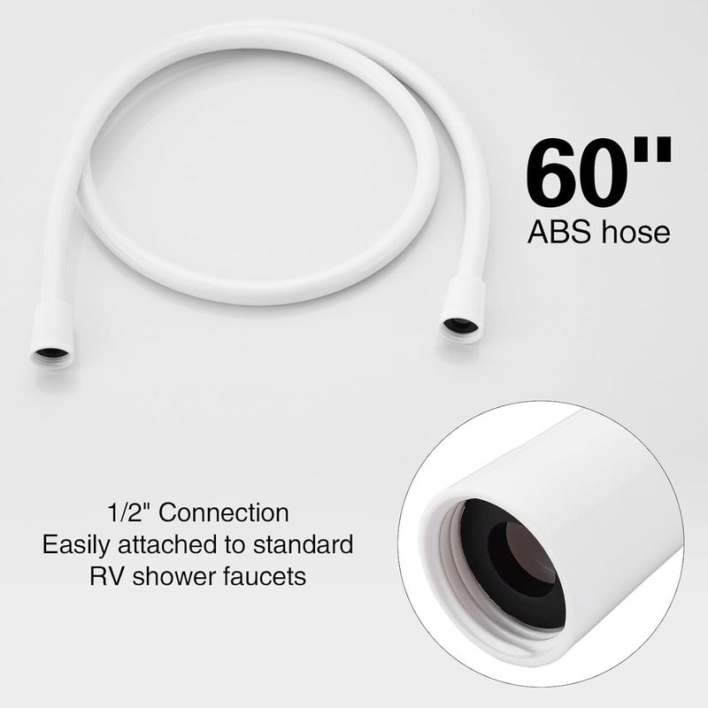 LavishStream RV Shower Head with Hose, High Flow Shower Head, for RV/Campers, Travel Trailer, Motorhome for Water Saving, with Pause Function and Handheld Shower Head Holder and Hose (White) - Image 3
